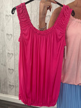 Load image into Gallery viewer, Ava - Bubble Hem Stretch Vest Top - Cerise Pink