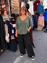 Load image into Gallery viewer, Button Detail V-Neck Top