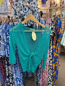 Boucle Tie Shrug - Teal