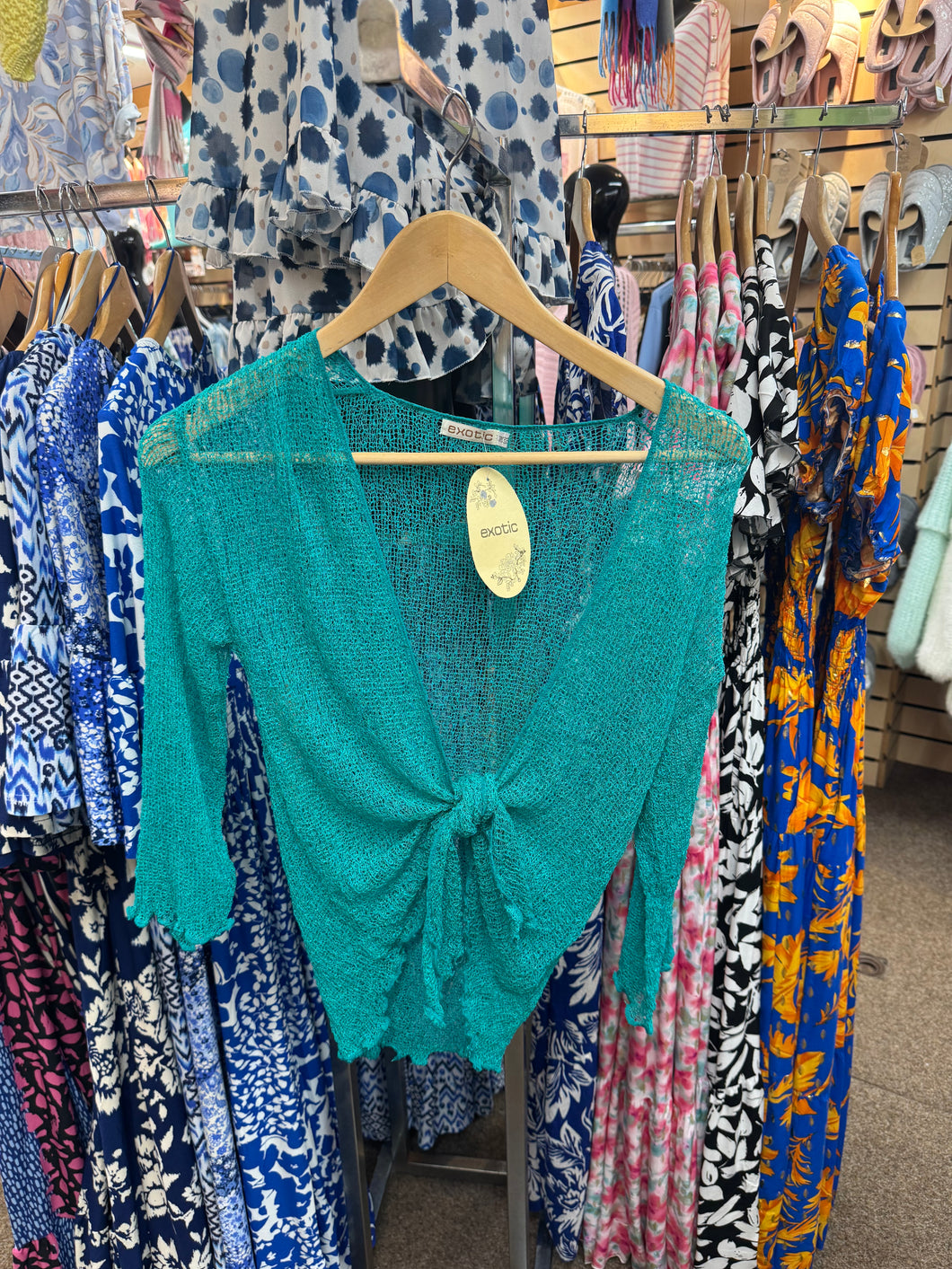 Boucle Tie Shrug - Teal