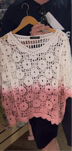 The Two-Tone - Pink and White Crochet Top