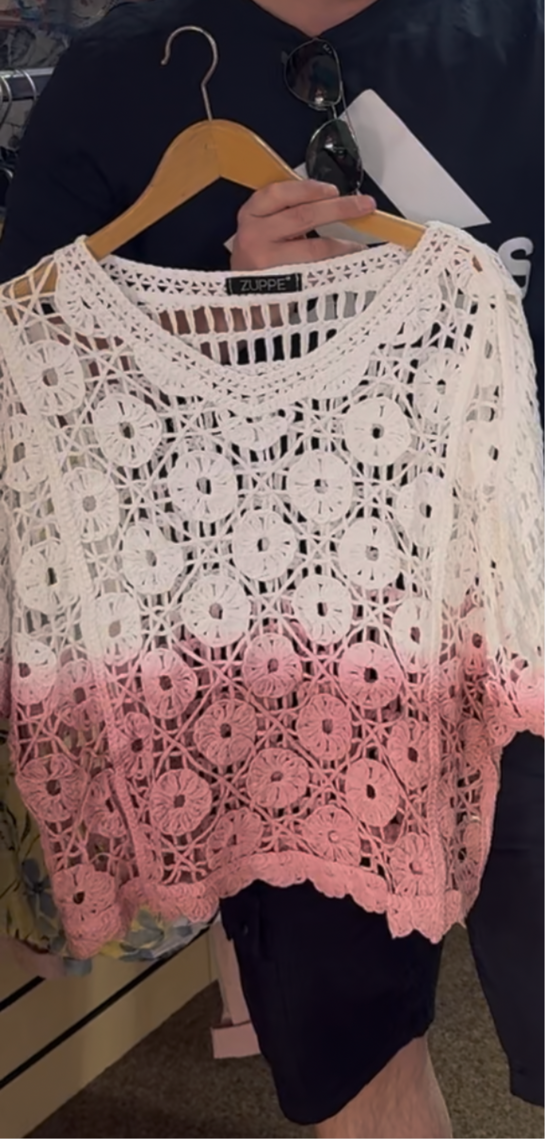 The Two-Tone - Pink and White Crochet Top