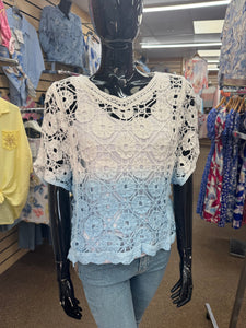 The Two-Tone - Pink and White Crochet Top