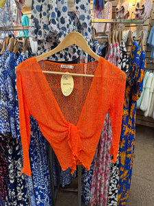 Boucle Tie Shrug - Orange