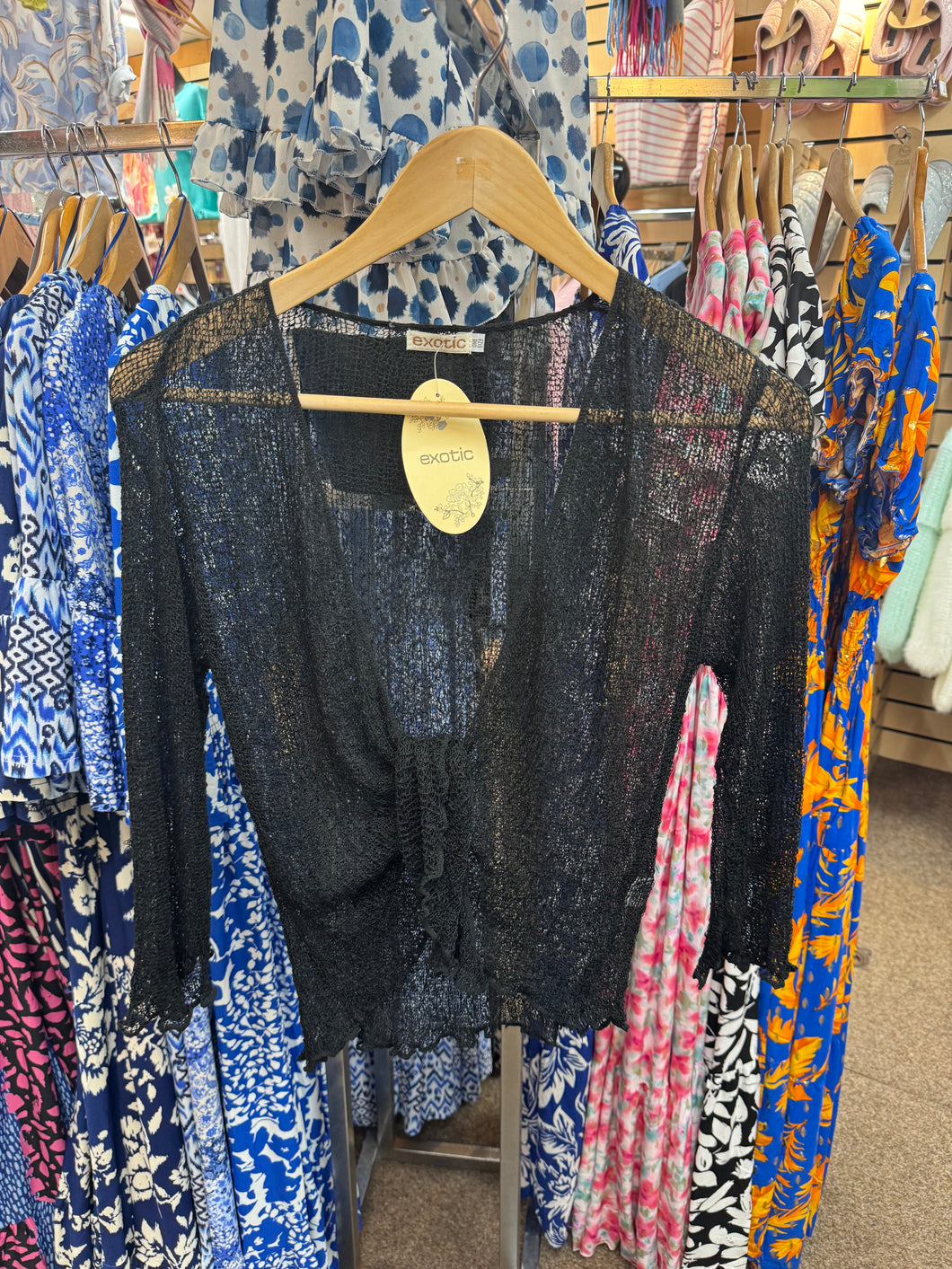 Boucle Tie Shrug - Black