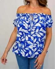 Load image into Gallery viewer, The Gypsy Bardot - Blue Leaf top
