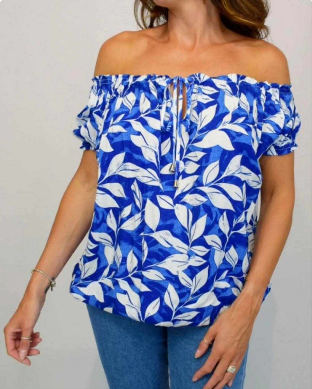 The Gypsy Bardot - Blue Leaf top