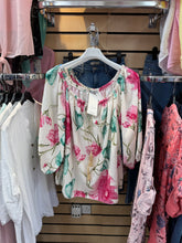 Load image into Gallery viewer, The Anna - Blue Bardot Flower Tassel Top
