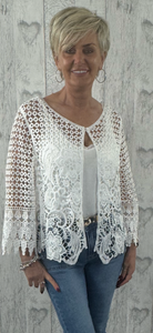 Willow - White Crochet Cardigan