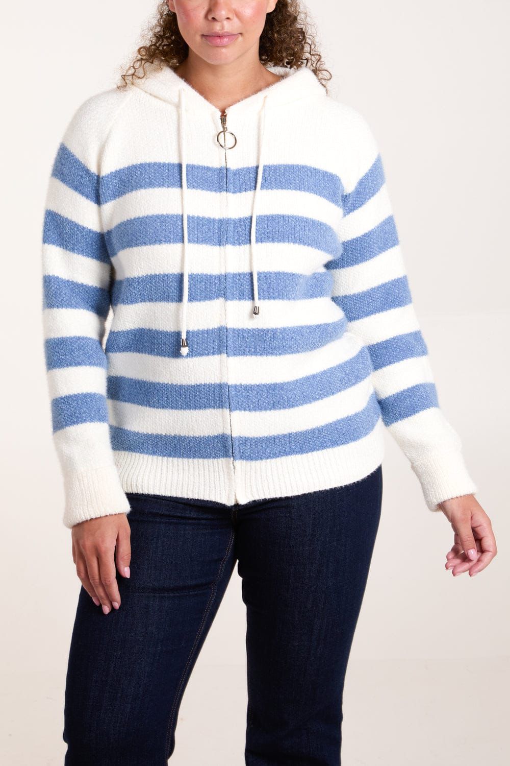 Zip Hoodie Light Blue Stripe