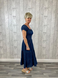 Light Blue Bardot Denim Dress